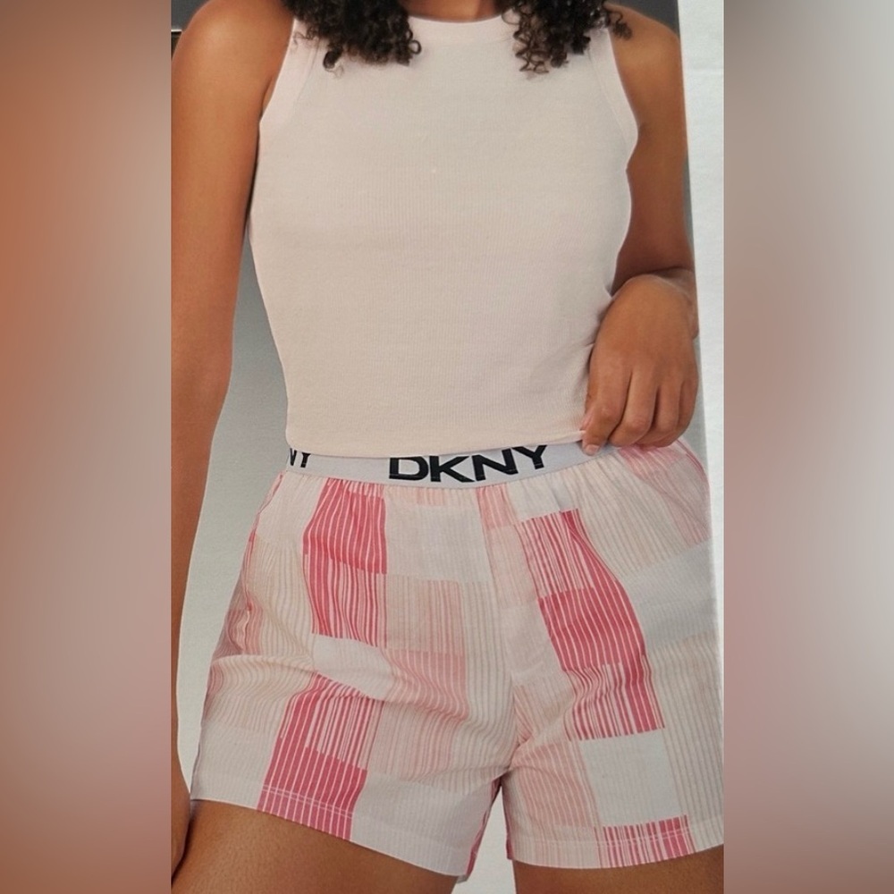 DKNY Women’s Soft Pink Tank and Striped Shorts Set